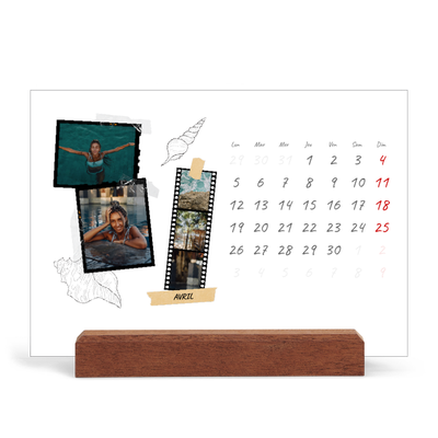 Calendrier de bureau support bois - paysage   — Esprit scrapbook [Avril]