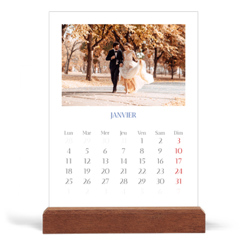 Calendrier de bureau support bois - portrait — Classique cobalt