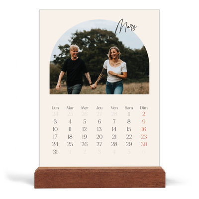 Calendrier de bureau support bois - portrait  — Arche de souvenirs [Mars]