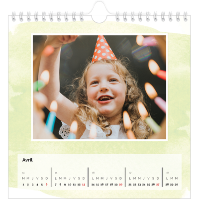 Calendriers annuels carré — Effet aquarelle [Avril]