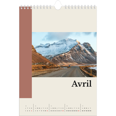 Calendrier photo A4 (20 x 30 cm) — Vues du monde [Avril]