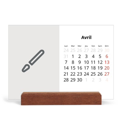 Calendrier de bureau support bois - paysage   — Créez votre produit [Avril]