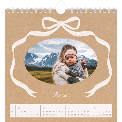 Calendriers annuels carré — Kraft et nœud [Février]