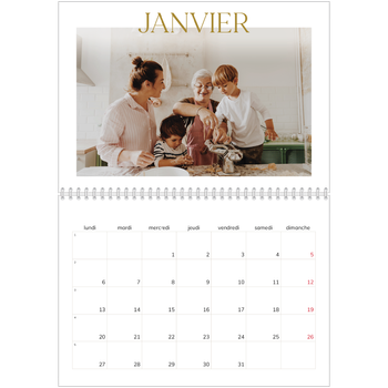 Calendrier photo A4 double — Large texte Doré