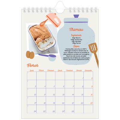 Calendrier photo A5 — Une année de recettes [Février]