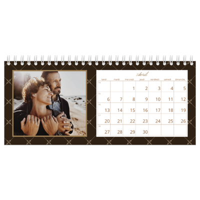 Calendrier de bureau — Noir et blanc vintage [Avril]