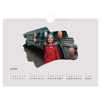 Calendrier photo A4 — Effet brossé