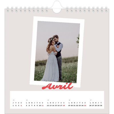 Calendriers annuels carré — Signature carmin [Avril]