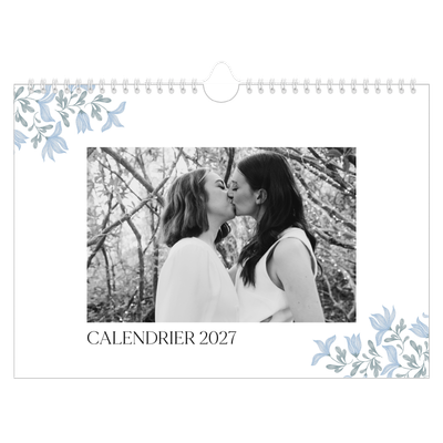Calendrier photo A4 — Romance en bleu et blanc [couverture]