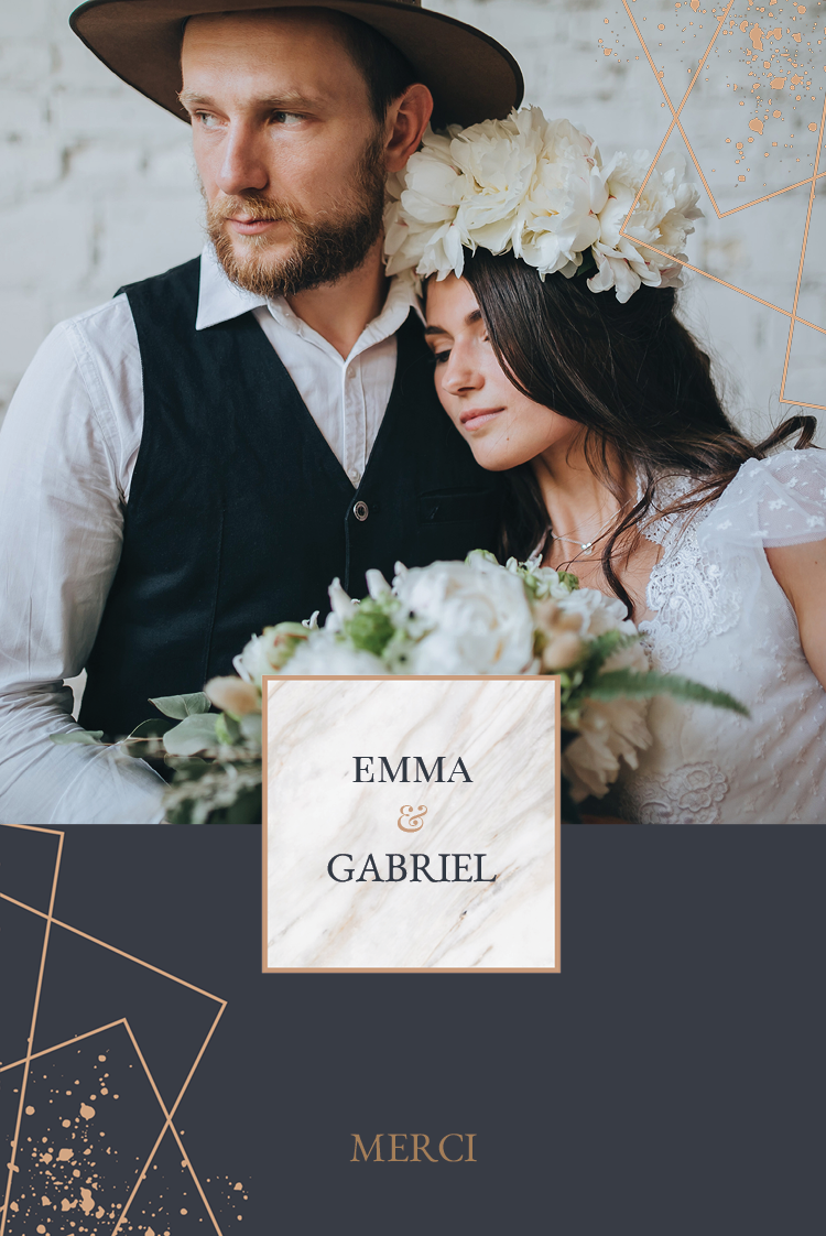 Carte de remerciement — Géométrie dorée