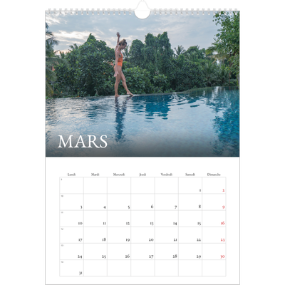 A3 Calendrier annuel — Superposition classique [Mars]