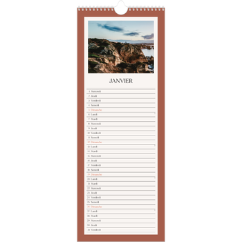 Calendrier mural long (15 x 40 cm) — Couleurs classiques