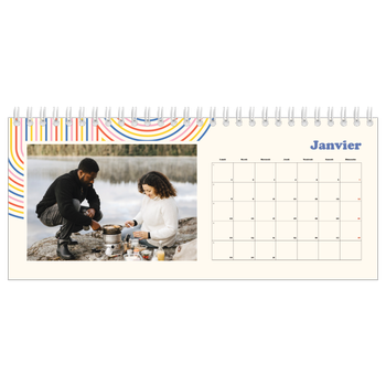 Calendrier de bureau — Rayures rétros