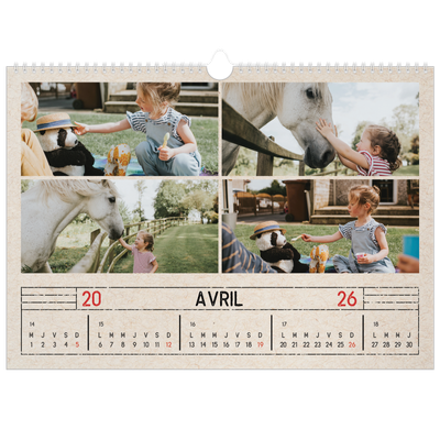 Calendrier photo A3 — Craft effet tampon [Avril]