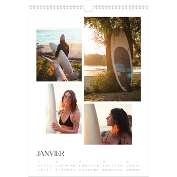 Calendrier photo A3 — Surf & couchers de soleil
