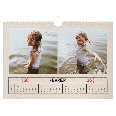 Calendrier photo A4 — Craft effet tampon [Février]