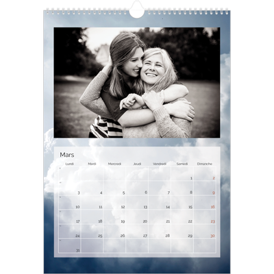 A3 Calendrier annuel — La tête dans les nuasges [Mars]