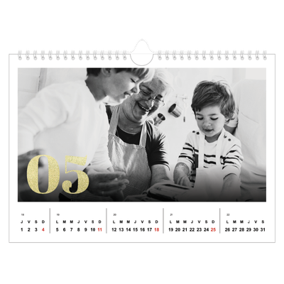 Calendrier photo A4 — Larges numéros brillants [couverture]