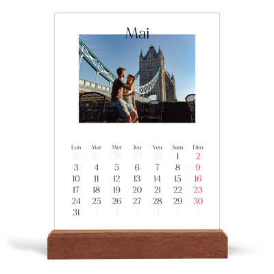 Calendrier de bureau support bois - portrait  — Mon carnet de voyage [couverture]