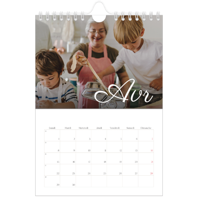 Calendrier photo A5 — Mois écris à la main [Avril]