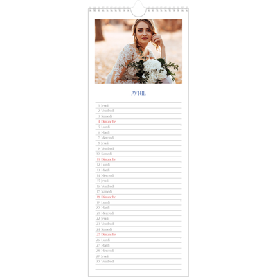Calendrier mural long  — Classique cobalt [Avril]