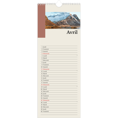 Calendrier mural long  — Vues du monde [Avril]