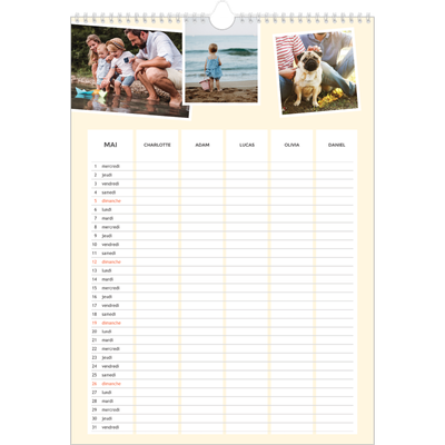 Calendrier familial A3 — Agenda moderne - Famille de 5 [couverture]