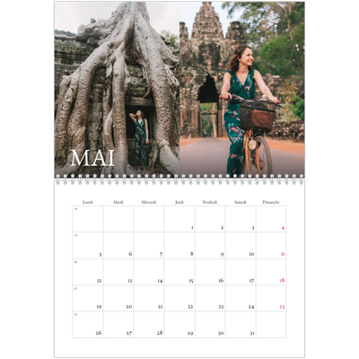 Calendrier photo A4 double (30 x 40 cm) — Superposition classique [couverture]
