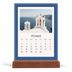 Calendrier de bureau support bois - portrait  — Couleurs classiques [Février]
