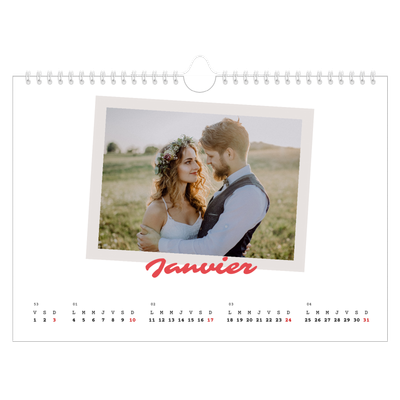 Calendrier photo A4 — Signature carmin [Janvier]