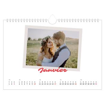 Calendrier photo A4 — Signature carmin