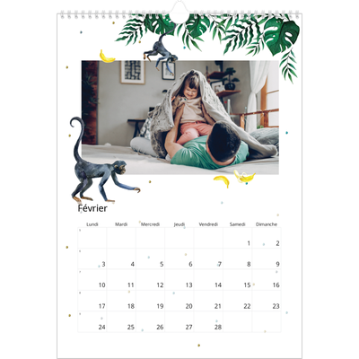 A3 Calendrier annuel — Safari aquarelle [Février]