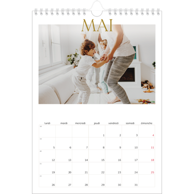 Calendrier photo A4 (20 x 30 cm) — Large texte Doré [couverture]