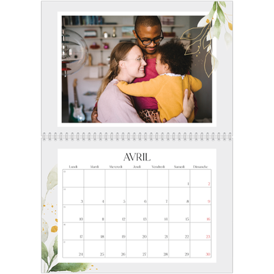 Calendrier photo A4 double (30 x 40 cm) — Éclaboussure florale [Avril]