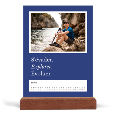 Calendrier de bureau support bois - portrait  — Terre éditoriale [Février]