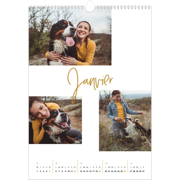 Calendrier photo A3 — Calligraphie dorée