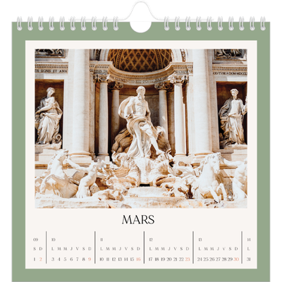 Calendriers annuels carré — Couleurs classiques [Mars]
