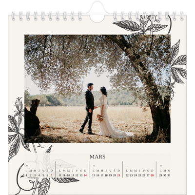 Calendriers annuels carré — Encre & lierre [Mars]