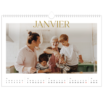 Calendrier photo A3 — Large texte Doré