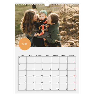 A3 Calendrier annuel — Gommettes photo [Avril]