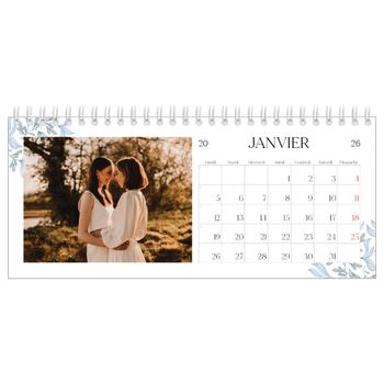 Calendrier de bureau — Romance en bleu et blanc