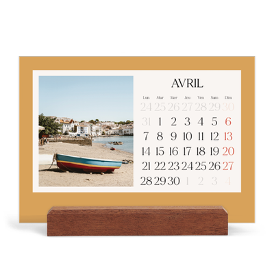 Calendrier de bureau support bois - paysage   — Couleurs classiques [Avril]