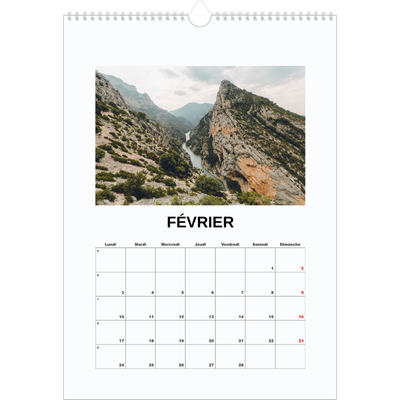 A3 Calendrier annuel — Simple photo [Février]
