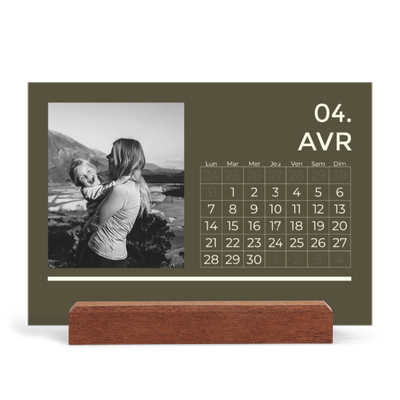 Calendrier de bureau support bois - paysage   — Contemporain audacieux [Avril]
