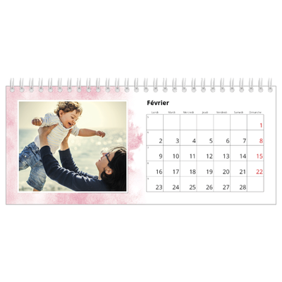 Calendrier de bureau — Effet aquarelle [Février]