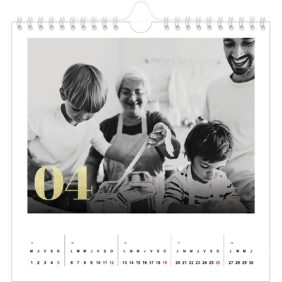 Calendriers annuels carré — Larges numéros brillants [Avril]