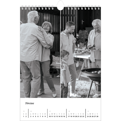 Calendrier photo A5 — Noir et blanc élégant [Février]