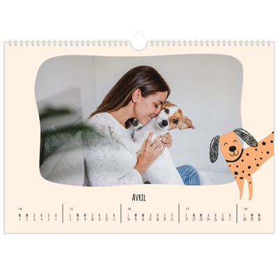 Calendrier photo A3 — Pattes de chien et gribouillis [Avril]