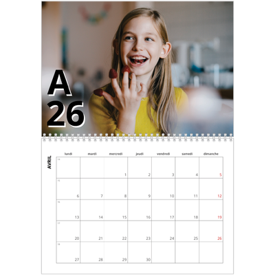 Calendrier photo A4 double (30 x 40 cm) — Jolie lettre [Avril]