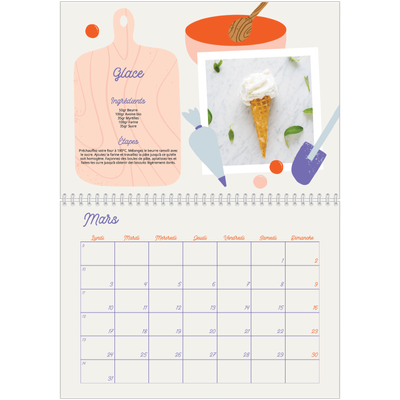 Calendrier photo A4 double (30 x 40 cm) — Une année de recettes [Mars]